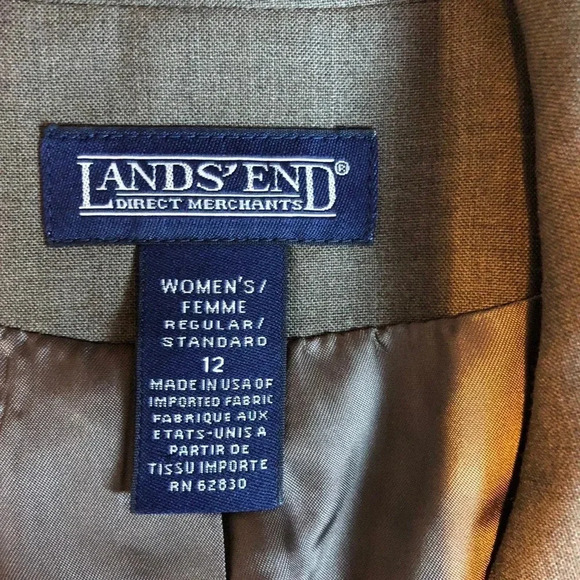100% Wool Land’sEnd Women 2 Buttons Blazer Jacket Size 12 Pockets - Picture 4 of 9